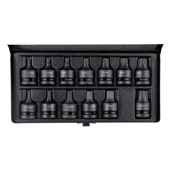 JBM Tools | Set van 13 inbus en torx slagbits 1/2" JBM Tools | Set van 13 inbus en torx slagbits 1/2"