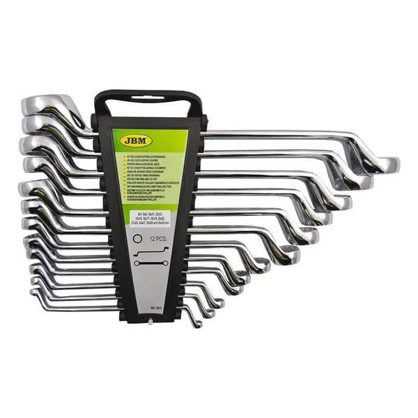 JBM Tools | Set van 12 gebogene ringsleutels JBM Tools | Set van 12 gebogene ringsleutels