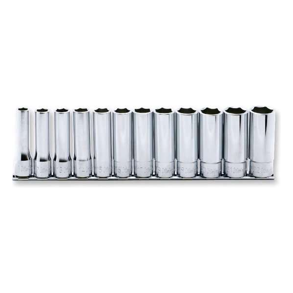 "Ko-Ken 10 dlg. 1/2" lange doppen op rail 3/8-15/16"" "Ko-Ken 10 dlg. 1/2" lange doppen op rail 3/8-15/16""