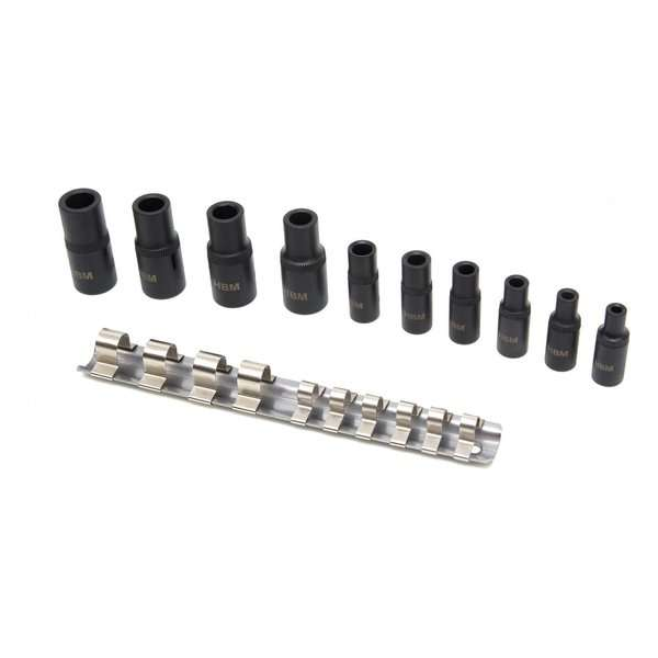 10 Delige Magnetische Dopsleutelset Voor Tappen Van M1,5 tot M14 10 Delige Magnetische Dopsleutelset Voor Tappen Van M1,5 tot M14