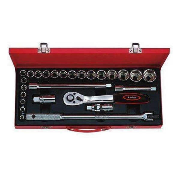 Ampro Doppenset 1/2" metrisch 26-delig 40T45412 Ampro Doppenset 1/2" metrisch 26-delig 40T45412
