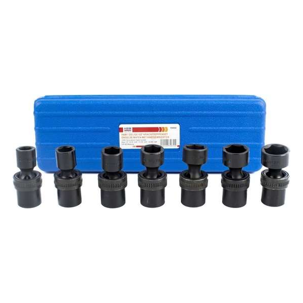 7 Delige 1/2" Krachtdoppenset Engelse Maten Met Kniegewrichten 7 Delige 1/2" Krachtdoppenset Engelse Maten Met Kniegewrichten