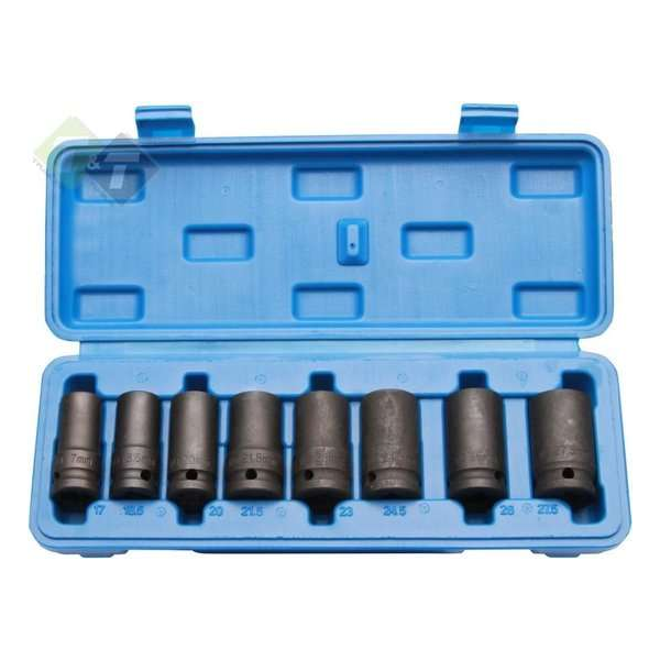 Wielbout demontage set, Krachtdoppenset, 8 delig, 1/2 duims aansluiting, 17 tot 27.5mm, slagdoppen Wielbout demontage set, Krachtdoppenset, 8 delig, 1/2 duims aansluiting, 17 tot 27.5mm, slagdoppen