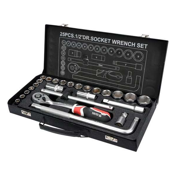 YATO Ratelsleutel set 1/2 en accessoires - 25 stuks YATO Ratelsleutel set 1/2 en accessoires - 25 stuks