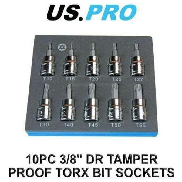Torx doppenset met boring 3/8" in foam inlay 10-delig Torx doppenset met boring 3/8" in foam inlay 10-delig