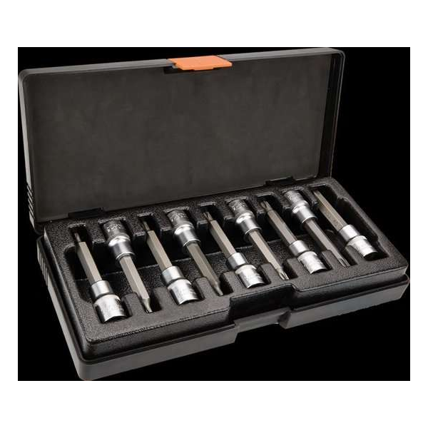 Doppenset Torx, 9 delig lang, 1/2 aansluiting. Doppenset Torx, 9 delig lang, 1/2 aansluiting.