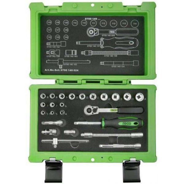 Reca Dopsleutelset 1/4" - 24-delig Reca Dopsleutelset 1/4" - 24-delig