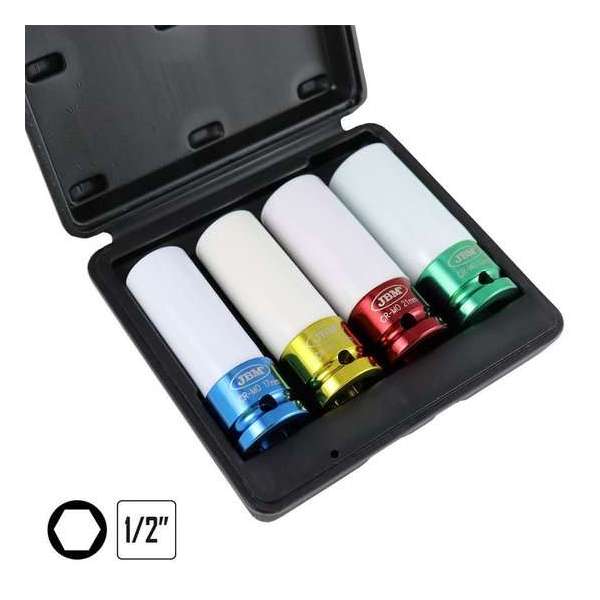 JBM Tools | 4-Delige doppenset | 17/19/21/22mm 1/2" JBM Tools | 4-Delige doppenset | 17/19/21/22mm 1/2"