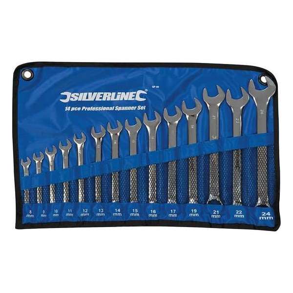Silverline SP50 14-delige Ringsteeksleutelset - 8-24mm Silverline SP50 14-delige Ringsteeksleutelset - 8-24mm
