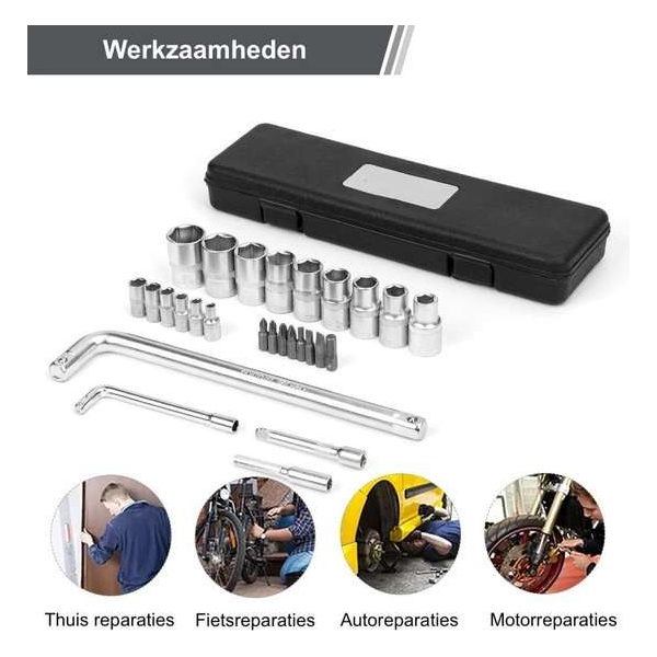 Tools PRO dopsleutelset - 27 onderdelen - Voor autoreparaties caravan vakantie vaderdag Tools PRO dopsleutelset - 27 onderdelen - Voor autoreparaties caravan vakantie vaderdag