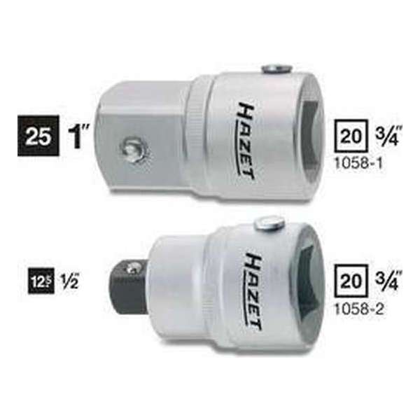 Hazet 1058-2 Dopsleuteladapter Aandrijving 3/4 (20 mm) Uitvoering 1/2 (12.5 mm) 52.3 mm 1 stuk(s) Hazet 1058-2 Dopsleuteladapter Aandrijving 3/4 (20 mm) Uitvoering 1/2 (12.5 mm) 52.3 mm 1 stuk(s)