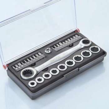 Smoos® Ratelsleutelset met uitwisselsysteem 31-delig - Staal - Zilver