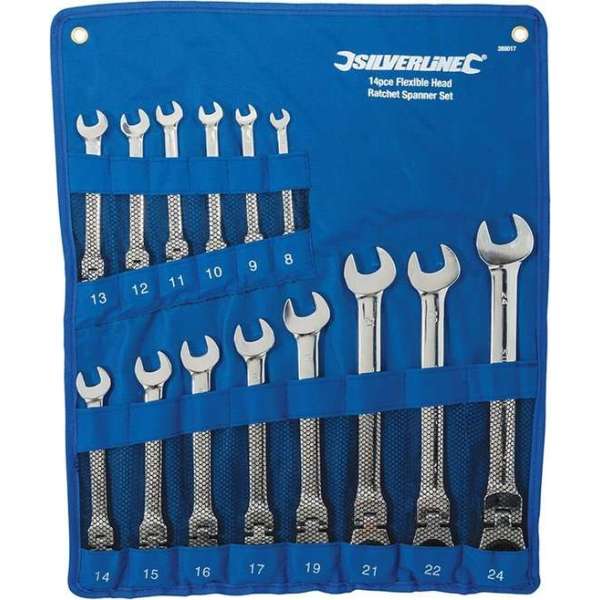 Silverline 14-delige flexibele steekringratelsleutel set 8 - 24 mm Silverline 14-delige flexibele steekringratelsleutel set 8 - 24 mm