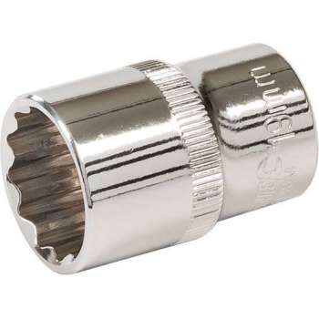 Silverline Metrische Veeltand, 12 Tands Dop - 1/2 Inch, Maat 19 mm.