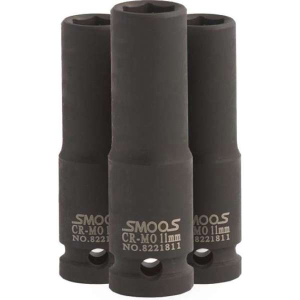 Smoos® Lange krachtdop 11 mm 3/8 opname - 3 stuks Smoos® Lange krachtdop 11 mm 3/8 opname - 3 stuks