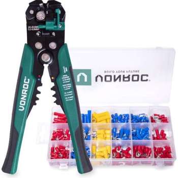 VONROC Professionele automatische striptang - krimp- en isoleertang  - Met 270-delig accessoireset