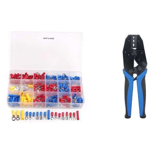 Kabelschoentang incl. 300 kabelschoenen - AMP tang - Ratel krimptang - 220mm -1.5, 2.5 & 6 mm2 - connectors Kabelschoentang incl. 300 kabelschoenen - AMP tang - Ratel krimptang - 220mm -1.5, 2.5 & 6 mm2 - connectors