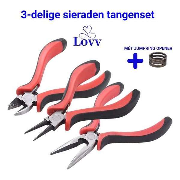 Tangenset - Hobbytangen- Om Sieraden Te Maken- 3 Delig - Inclusief Jump Ring Opener- Met Fijne Grip - Lovv® Tangenset - Hobbytangen- Om Sieraden Te Maken- 3 Delig - Inclusief Jump Ring Opener- Met Fijne Grip - Lovv®