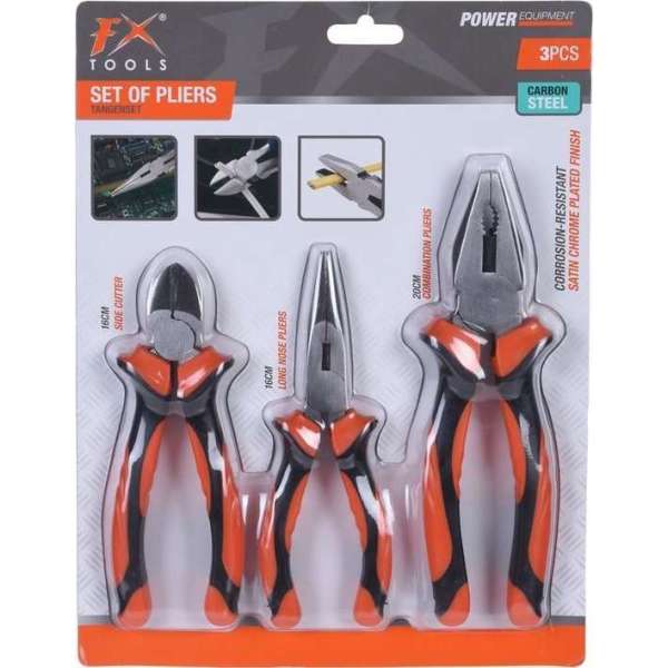 3-delige tangenset met zijkniptang, combinatietang en langbektang - 16 & 20 cm - Klusbenodigdheden - Gereedschap - Kniptangen 3-delige tangenset met zijkniptang, combinatietang en langbektang - 16 & 20 cm - Klusbenodigdheden - Gereedschap - Kniptangen