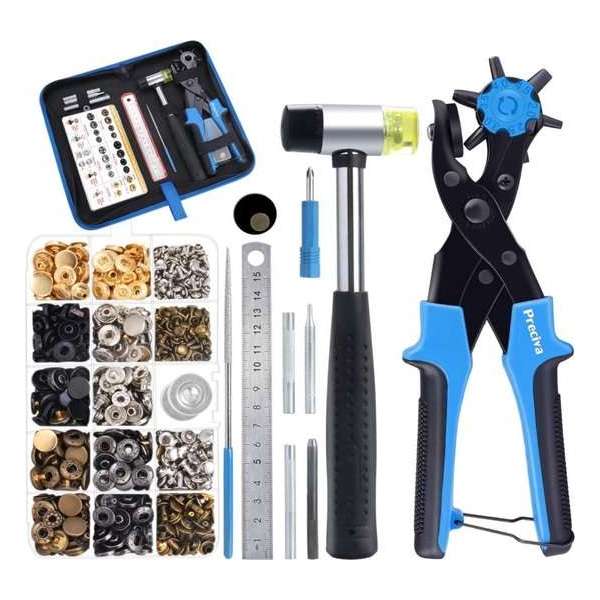 Professionele Gaten Maker Revolvertang Ponstang Set Inclusief Drukknopen En Opbergtasje Professionele Gaten Maker Revolvertang Ponstang Set Inclusief Drukknopen En Opbergtasje