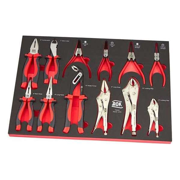 AOK Professionele 12 Delige Tangenset Foam Inlay AOK Professionele 12 Delige Tangenset Foam Inlay