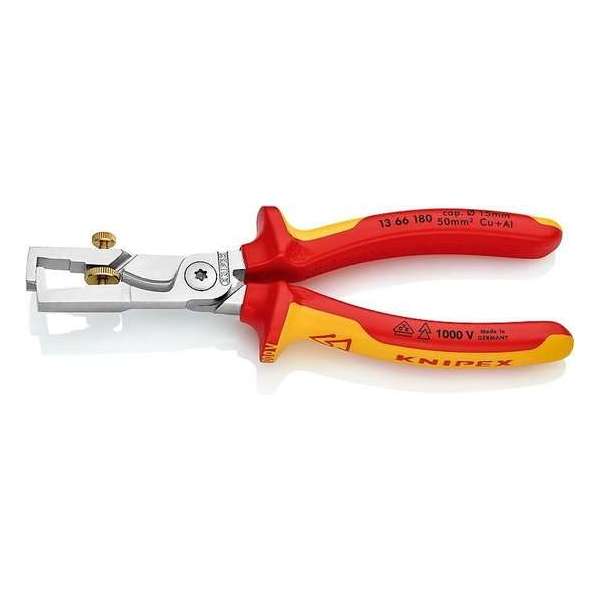 Knipex 13 66 180 StriX VDE Afstriptang met kabelschaar - 180mm Knipex 13 66 180 StriX VDE Afstriptang met kabelschaar - 180mm