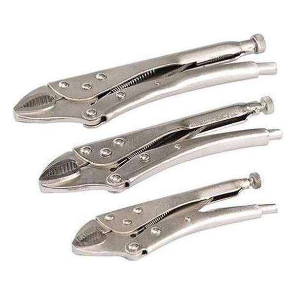 Silverline Zelf-Vergrendelende Griptangen Set - 130, 170, 210mm. - 3 Delig Silverline Zelf-Vergrendelende Griptangen Set - 130, 170, 210mm. - 3 Delig