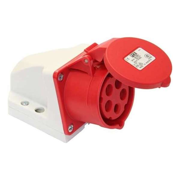 WandContactdoos CEE 400V opbouw 32A 4P+A IP44 rood WandContactdoos CEE 400V opbouw 32A 4P+A IP44 rood