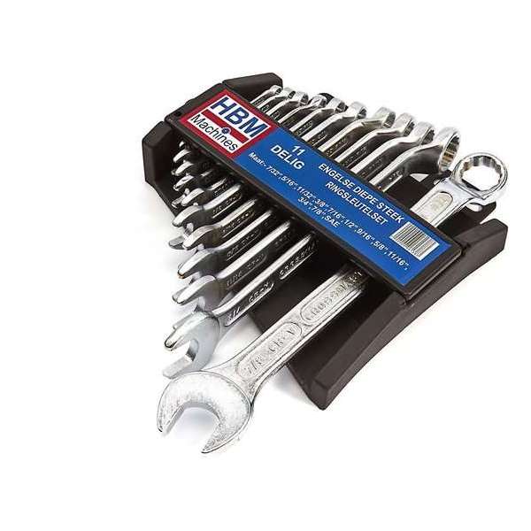HBM 11 Delige Engelse Diepe Steek - Ringsleutelset HBM 11 Delige Engelse Diepe Steek - Ringsleutelset