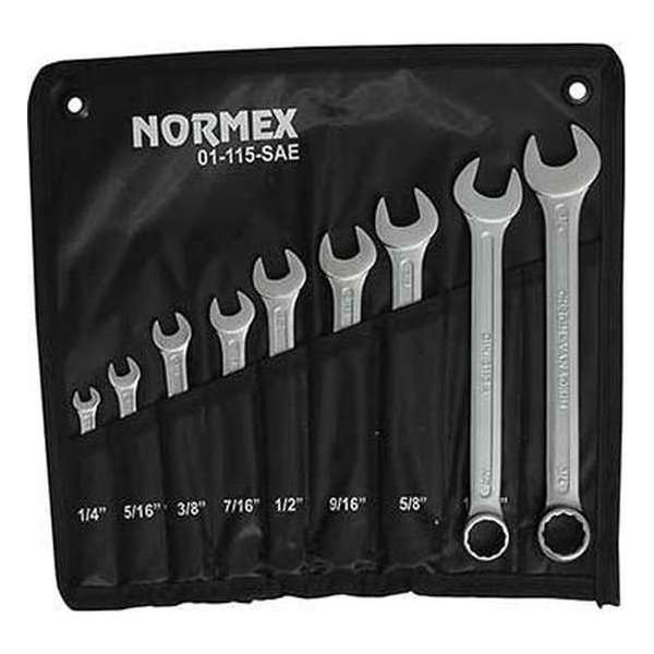 Steek- ringsleutelset (engels/ inch) 9 delig Normex 01-115-SAE Steek- ringsleutelset (engels/ inch) 9 delig Normex 01-115-SAE