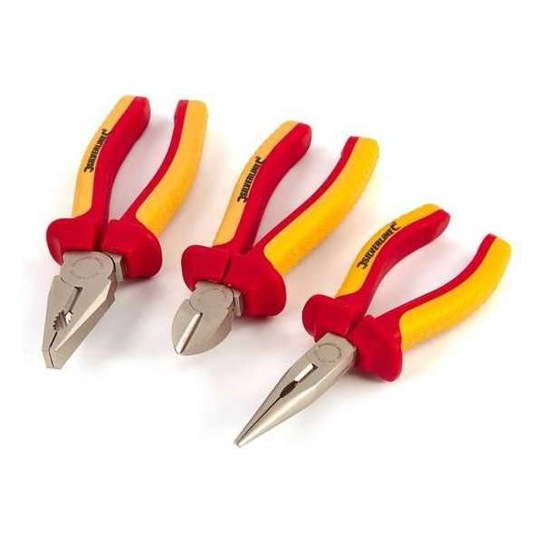 Silverline VDE Tangen Set - Langbek-, Zijsnij-, Combinatietang - 3 Delig Silverline VDE Tangen Set - Langbek-, Zijsnij-, Combinatietang - 3 Delig