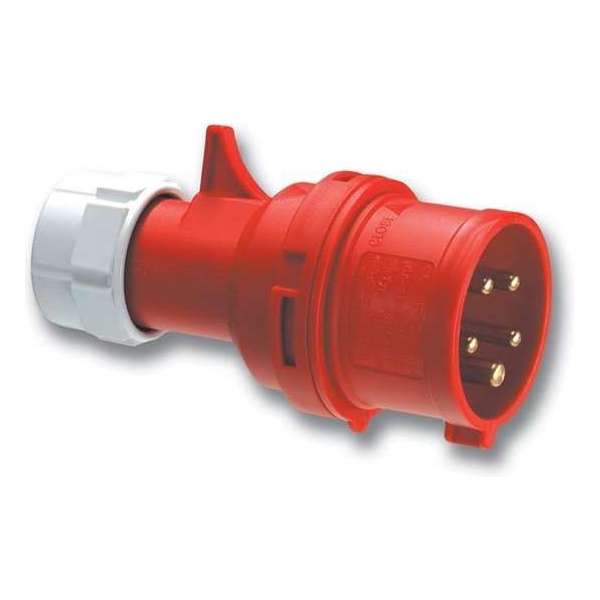 Stekker CEE 400V 32A 3P+A IP44 50+60HZ rood Stekker CEE 400V 32A 3P+A IP44 50+60HZ rood