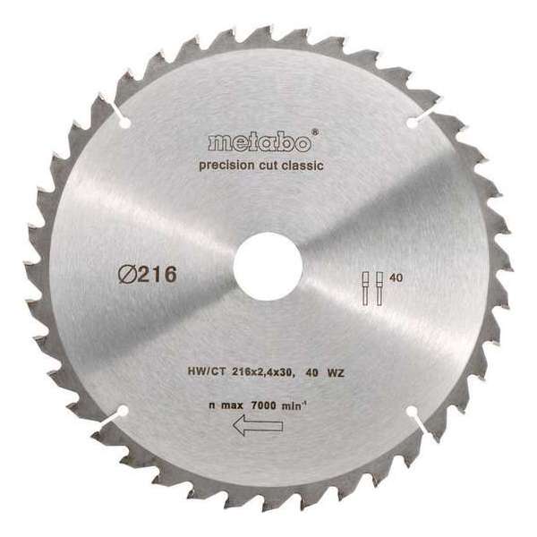 Metabo Cirkelzaagblad HW/CT 216x30mm 40 tands WZ Metabo Cirkelzaagblad HW/CT 216x30mm 40 tands WZ