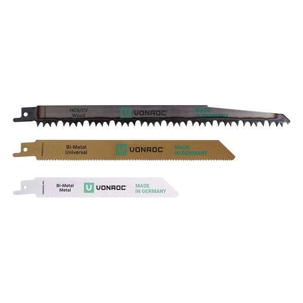 VONROC Reciprozaagbladen – 3 stuks – geschikt voor hout & metaal – Made in Germany VONROC Reciprozaagbladen – 3 stuks – geschikt voor hout & metaal – Made in Germany