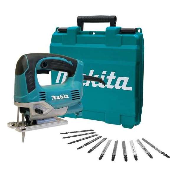 Makita JV0600X1 230V Decoupeerzaag in koffer incl. zaagbladenset - 650W - D-greep Makita JV0600X1 230V Decoupeerzaag in koffer incl. zaagbladenset - 650W - D-greep