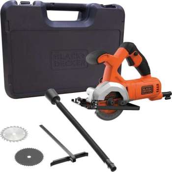 BLACK+DECKER BES510K-QW Mini cirkelzaag - 400W - 85mm zaagdiepte - incl. accessoires en koffer