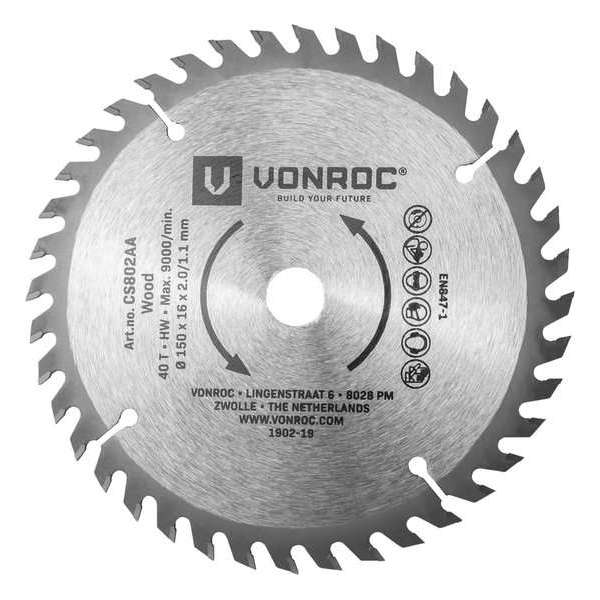 VONROC Cirkelzaagblad – Ø150MM – 40 tanden – geschikt voor hout – universeel VONROC Cirkelzaagblad – Ø150MM – 40 tanden – geschikt voor hout – universeel