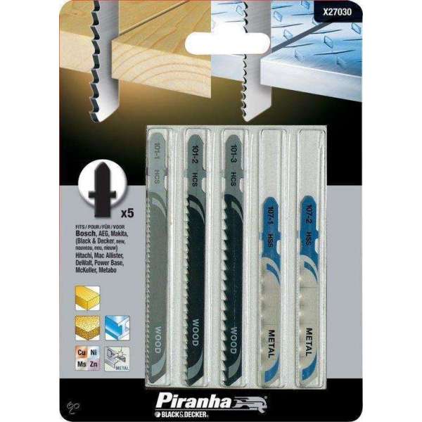Piranha Decoupeerzaagblad Set combi hout / metaal, T-Aansluiting X27030 Piranha Decoupeerzaagblad Set combi hout / metaal, T-Aansluiting X27030