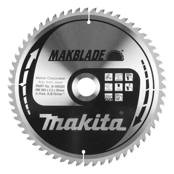 Makita Cirkelzaagblad 260X30X2,3 60T 5G Makita Cirkelzaagblad 260X30X2,3 60T 5G
