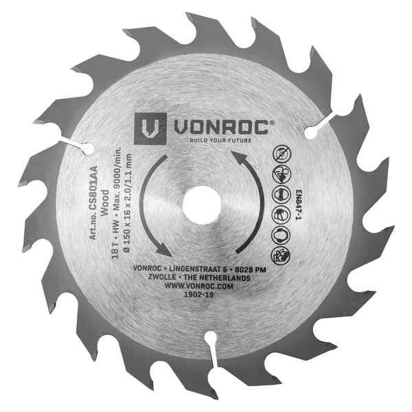 VONROC Cirkelzaagblad – Ø150MM – 18 tanden – geschikt voor hout – universeel VONROC Cirkelzaagblad – Ø150MM – 18 tanden – geschikt voor hout – universeel