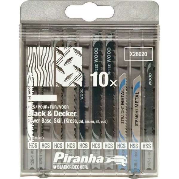Piranha decoupeerzaagbladset Cassette U-schacht 10 stuks X28020 Piranha decoupeerzaagbladset Cassette U-schacht 10 stuks X28020