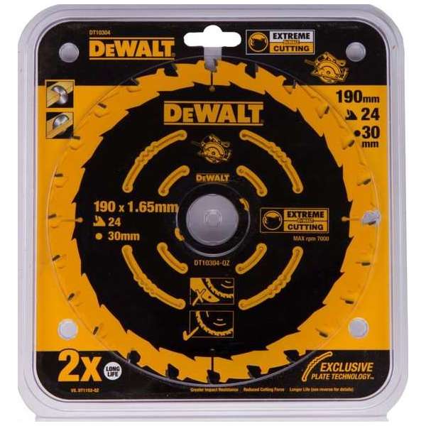 DeWalt DT10304 Extreme Cirkelzaagblad - 190 x 30 x 24T - Hout (Met nagels) DeWalt DT10304 Extreme Cirkelzaagblad - 190 x 30 x 24T - Hout (Met nagels)