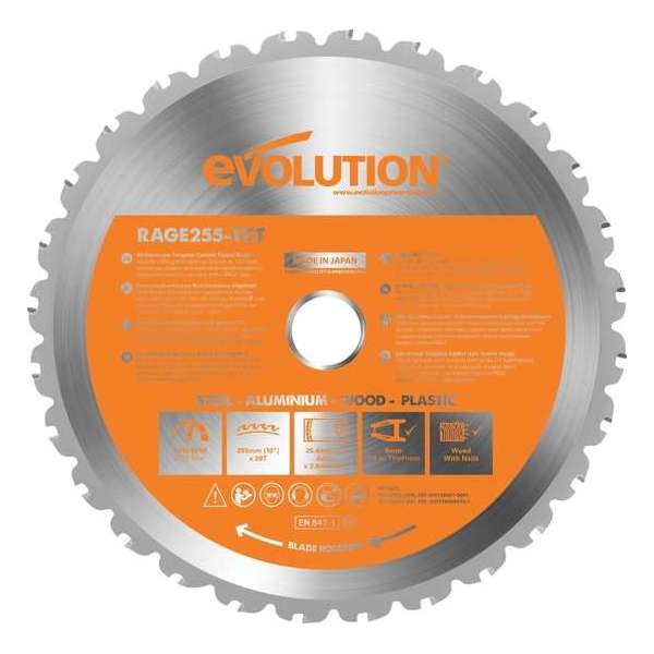 EVOLUTION STEEL - ZAAGBLAD ZACHT STAAL - MS - DIA 255 MM - 52 T EVOLUTION STEEL - ZAAGBLAD ZACHT STAAL - MS - DIA 255 MM - 52 T