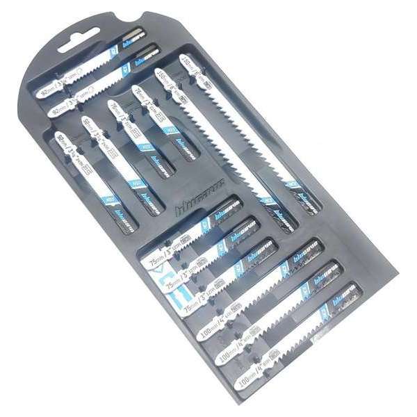 Decoupeerzaagbladen 75 t/m 150mm HCS Hout Staal Plastic 14 delig t-schacht universeel decoupeer zaagbladen Decoupeerzaagbladen 75 t/m 150mm HCS Hout Staal Plastic 14 delig t-schacht universeel decoupeer zaagbladen