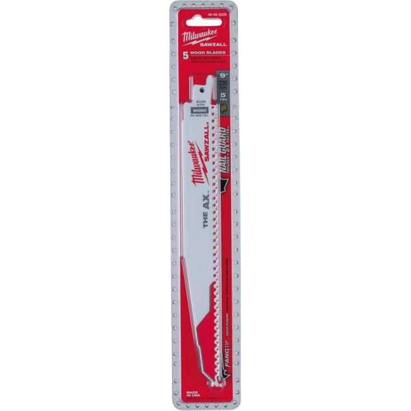 Milwaukee 48005026 Reciprozaagblad - 230 x 5TPI - Hout/Hout met spijkers (5st) Milwaukee 48005026 Reciprozaagblad - 230 x 5TPI - Hout/Hout met spijkers (5st)