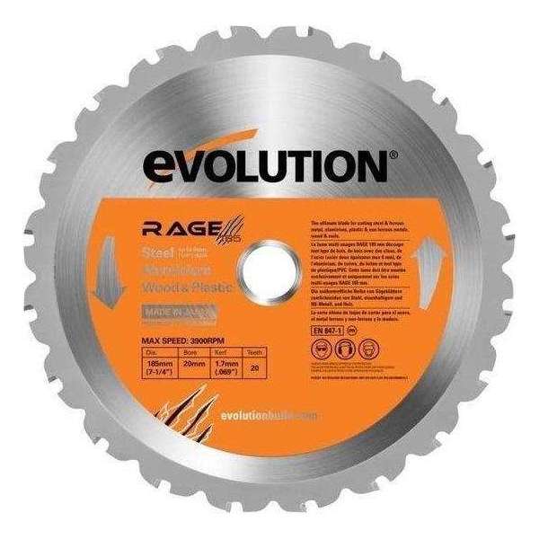 EVOLUTION - Evolution Rage multifunctioneel zaagblad 185 mm - DIA 185 MM - 20 T EVOLUTION - Evolution Rage multifunctioneel zaagblad 185 mm - DIA 185 MM - 20 T