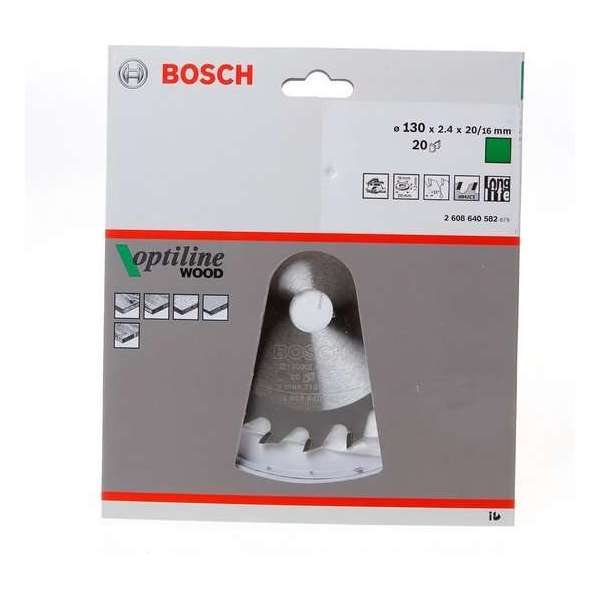 Bosch - Cirkelzaagblad Optiline Wood 130 x 20/16 x 2,4 mm, 20 Bosch - Cirkelzaagblad Optiline Wood 130 x 20/16 x 2,4 mm, 20