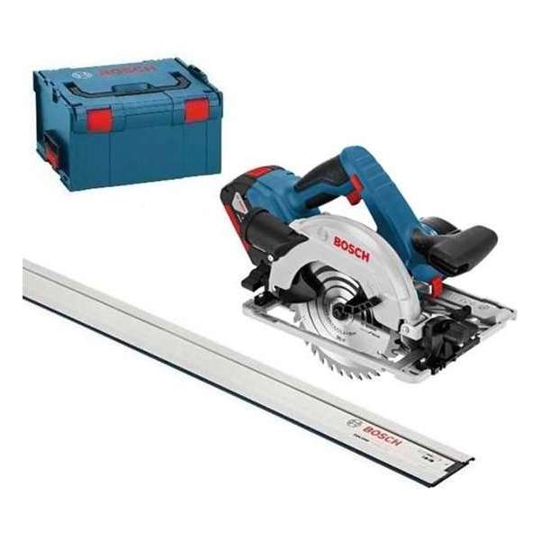 Bosch Professional GKS 18V-57 G Accu cirkelzaag - Met 2 accu's, geleiderail en L-BOXX Bosch Professional GKS 18V-57 G Accu cirkelzaag - Met 2 accu's, geleiderail en L-BOXX