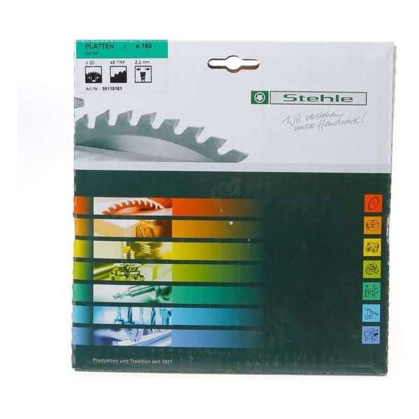 Stehle Trespa zaagblad MFS 48 tanden TR-F diameter 160 x 20mm (Prijs per stuk) Stehle Trespa zaagblad MFS 48 tanden TR-F diameter 160 x 20mm (Prijs per stuk)