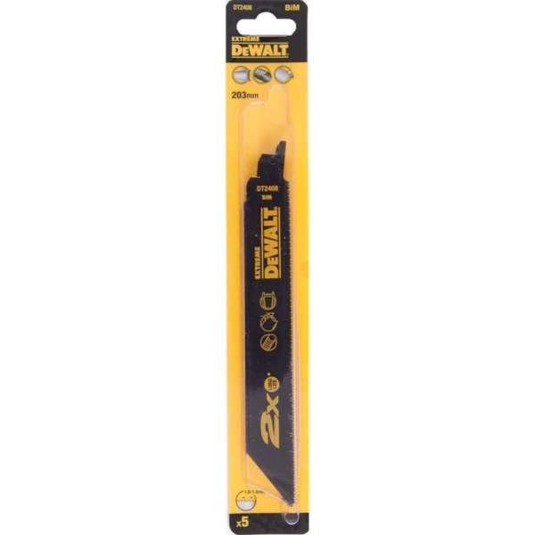 DeWalt DT2408L Reciprozaagblad - 203 x 2,5mm - Metaal (5st) DeWalt DT2408L Reciprozaagblad - 203 x 2,5mm - Metaal (5st)